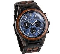 HOLZKERN Herren-Chronograph Quarz Space Dust Walnuss/Marmor Herrenuhr aus mattiertem Edelstahl, 9120078339282