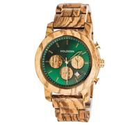 Holzkern Herrenuhr Chronograph Blätterdach Zebrano/Marmor