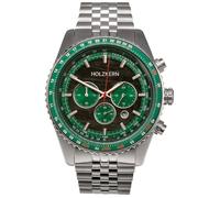 Holzkern Herrenuhr Chronograph Openhorizon Marmor Grün/Silberfarben