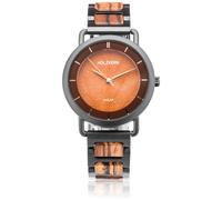 Holzkern Herren-Armbanduhr Solar Lauri Zebrano/Blatt Braun