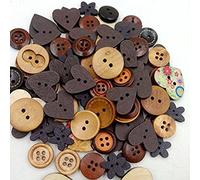 Holzknöpfe 2-Löcher Kinderknöpfe Herz Runde Deko-Knöpfe für Nähen Scrapbooking 40g