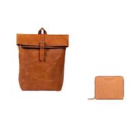 HOLZRICHTER Berlin Bundle No 1-6 camel - Bestehend aus einem hochwertigen Rucksack und einer kompakten Geldbörse mit Reißverschluss handgefertigt aus Premium-Leder