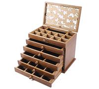 Holzschmuckkästchen, 6 Schichten Große Schmuckkasten, Retro Holz Schmuckschrank on Ohrringen, Ringen, Halsketten, Schmuckschatulle 30 * 19 * 25 cm, Braun mit transparenten Deckel