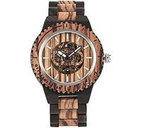Holzuhr Herren Automatische mechanische Uhren Vintage Vollholzband Herrenuhren Top-Marke Luxusuhren Geschenke, Ebenholz 234Malerisch