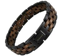 Holzwerk BERGSEE Natur Holz Armband für Damen und Herren Holzarmband Herrenarmband Damenarmband Braun Schwarz Gold Einstellbar inkl. Armbandkürzer und Aufbewahrungsbox
