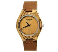 Holzwerk Germany Handgefertigte Berlin Designer Öko Unisex Damen Uhr Herren Öko Natur Holz Leder Armband Holzuhr Analog Klassisch Quarz- in Braun mit Berliner Fernsehturm