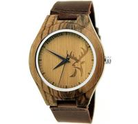Holzwerk Germany Handgefertigte Designer Hirsch Unisex Damen-Uhr Herren-Uhr Öko Natur Holzuhr Leder Armband Analog Klassisch Quarz in Braun mit Hirschmotiv