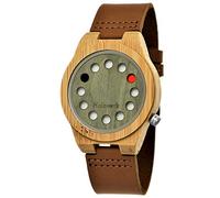 Holzwerk Germany Handgefertigte Designer-Uhr mit Leder Armband - Unisex Öko Natur Holz Analog Quarz Future Edition in Braun Ahorn