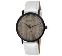 Holzwerk Germany Handgefertigte Flache Designer Unisex Herren Uhr Damen Öko Natur Holz Armband Analog Klassisch Holzuhr Quarz Braun Schwarz Leder-Armband (Weiß)