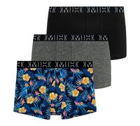 HOM 3er Pack Herren Boxershorts Shorts Unterhosen Boxer Gino 2, Farbe:Mehrfarbig, Größe:L, Artikel:-T033 Black/Black Print/Grey