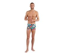 Hom Dino Swim Trunks Herren Badehose, Blumendruck, türkisfarbener Hintergrund, 48