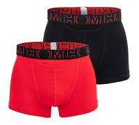 HOM Herren Boxer Shorts, 2er Pack - HOM Boxerlines #2, Baumwolle Schwarz/Rot S