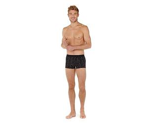 HOM Herren Boxers HO1 Joan #2 Retroshorts, Lot de 2: imprimé Micro Motif tons de gris + Noir Uni, S