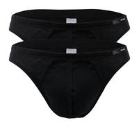 HOM Herren Comfort Micro Brief 2er Pack - Slip, Unterwäsche, Baumwolle, einfarbig S Schwarz