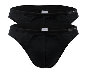 HOM Herren Comfort Micro Brief 2er Pack - Slip, Unterwäsche, Baumwolle, einfarbig S Schwarz