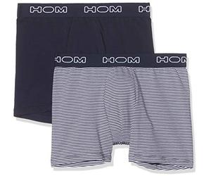 Hom Herren Croisiere #2 Long Boxer Briefs 2p Boxershorts, Blau (Lot De 2: Rayé Marine Et Blanc + Uni D013), Small