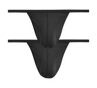HOM Herren G-String 2er Pack - Plume, federleicht Schwarz (Black) / 4 (Small) S Schwarz