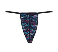 HOM Herren G-String - Blackrock, Tanga, Unterwäsche, gemustert Schwarz/Blau L