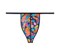 HOM Herren G-String - Willy, Plume, federleicht, Unterhose Blau/Gelb/Pink 2XL