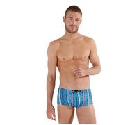 HOM Herren Harrisson Kurze Badehose Swim Trunks, Vertikale Streifen, Blau/Orange, XXL