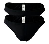 HOM Herren Micro Briefs Plumes 2er Pack - Ultralight Microfiber, Slip, Unterwäsche, Stretch, einfarbig L Schwarz