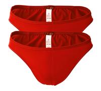 HOM Herren Micro Briefs Plumes 2er Pack - Ultralight Microfiber, Slip, Unterwäsche, Stretch, einfarbig L Rot