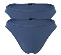 HOM Herren Micro Briefs Plumes 2er Pack - Ultralight Microfiber, Slip, Unterwäsche, Stretch, einfarbig Midblue L