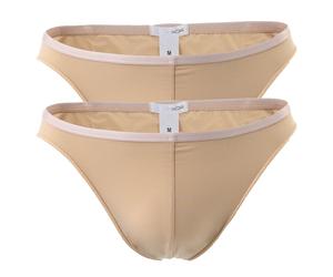 HOM Herren Micro Briefs Plumes 2er Pack - Ultralight Microfiber, Slip, Unterwäsche, Stretch, einfarbig XL Beige