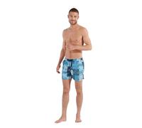 Hom Herren Pierce Badeshorts Boardshorts, Blauer Patchwork-Druck, S