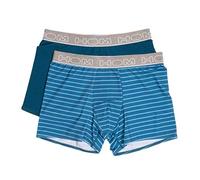 Hom Herren Pop #2 Long Boxer Briefs Pack X 2 Badehose, Mehrfarbig (Rayé Bleu Canard Et Turquoise + Canard), X-Large