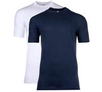 HOM Herren T-Shirt Crew Neck 2er Pack - Tee Shirt Harro New, kurzarm, Rundhals, einfarbig Blau/Weiß XL