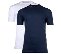 HOM Herren T-Shirt Crew Neck 2er Pack - Tee Shirt Harro New, Kurzarm, Rundhals, einfarbig Blau/Weiß XXL