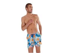 Hom Port CROS Badeshorts, Postkartendruck Raute, Orange/Blau, S