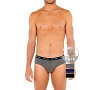 HOM Herren Mini Briefs, 3er Pack - Boxerline #2, Slips, Unterhose Schwarz/Grau/Blau 2XL