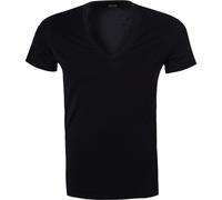 HOM T-Shirt Herren V-Ausschnitt Baumwolle schwarz, 4 (S)