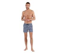 Hom Herren Trouville Badeshorts Boardshorts, Gedruckt mit kleinen bunten Fischen, marineblauer Hintergrund, S
