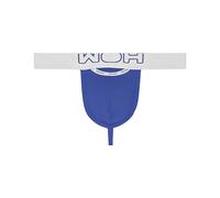 HOM WOH Herren G-String - Sexy Fun, Basic Slip, Logo, Baumwoll-Stretch, einfarbig Blau S