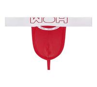 HOM WOH Herren G-String - Sexy Fun, Basic Slip, Logo, Baumwoll-Stretch, einfarbig Rot L