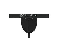 HOM WOH Herren G-String - Sexy Fun, Basic Slip, Logo, Baumwoll-Stretch, einfarbig Schwarz M