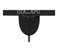 HOM WOH Herren G-String - Sexy Fun, Basic Slip, Logo, Baumwoll-Stretch, einfarbig Schwarz XL