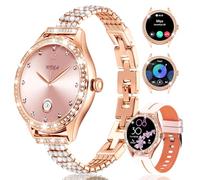 Homailida Modische Smartwatch Damen, Diamant - & Silikonarmband, 123 Sportarten, Gesundheitsüberwachung, Android 5.0 & iOS 9.0+ kompatibel, High - Definition Display, Gold