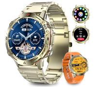 Homailida Smartwatch Herren mit 2 Uhrgürteln, über 100 Sportmodi, 24/7 Herzfrequenz, Schlafüberwachung, Smart Watch mit Telefonfunktion, Nachrichtenfunktionen, Fitnessuhr für Android und iOS, Gold