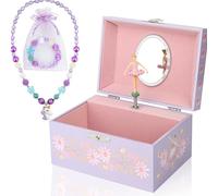 hombrima Musik-Schmuckkästchen mit Halskette, Armband, Musik-Schmuck-Aufbewahrungsbox mit drehender Ballerina, Geschenk-Set für Kinder, Mädchen, Kinder, Tochter