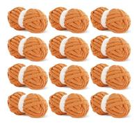 HOMBYS Orange Chunky Chenille-Garn zum Häkeln, sperriges, dickes, flauschiges Garn zum Stricken, super sperriges grobes Garn für Handstrickdecken, weiches Plüschgarn, 12 Jumbo-Packungen (27 m, 227 g