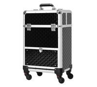 HOMCOM Aluminium-Rollkoffer Makeup 4 Räder Schloss Schlüssel Schwarz