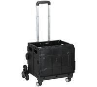 HOMCOM Einkaufstrolley Klappbar, bis 80 kg tragbar, Einkaufswagen mit Verstellbarem Teleskop-Griff, Treppensteiger mit Deckel, Transportwagen Aosom