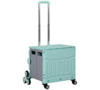 HOMCOM Einkaufstrolley klappbar bis 80 kg tragbar mit verstellbarem Teleskop-Griff und Deckel, Transportwagen in Grün Aosom.de