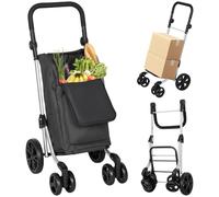 HOMCOM Einkaufstrolley klappbar Einkaufswagen mit Kühlfach, verstellbar Griff, 46L Kapazität, 3 in1 Trolley, Sackkarre & Umhängetasche Einkaufsroller mit Abnehmbarer Tasche, 6 Rädern Dunkelgrau