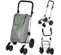 HOMCOM Einkaufstrolley klappbar Einkaufswagen mit Kühlfach, verstellbar Griff, 46L Kapazität, 3in1 Trolley, Sackkarre & Umhängetasche Einkaufsroller mit abnehmbarer Tasche, 6 Rädern Grau Aosom