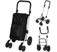 HOMCOM Einkaufstrolley klappbar Einkaufswagen mit Kühlfach, verstellbar Griff, 46L Kapazität, 3in1 Trolley, Sackkarre & Umhängetasche Einkaufsroller mit abnehmbarer Tasche, 6 Rädern Schwarz Aosom
